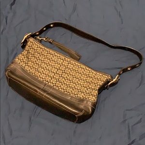Authentic Coach Brown Leather Handbag with Tassel